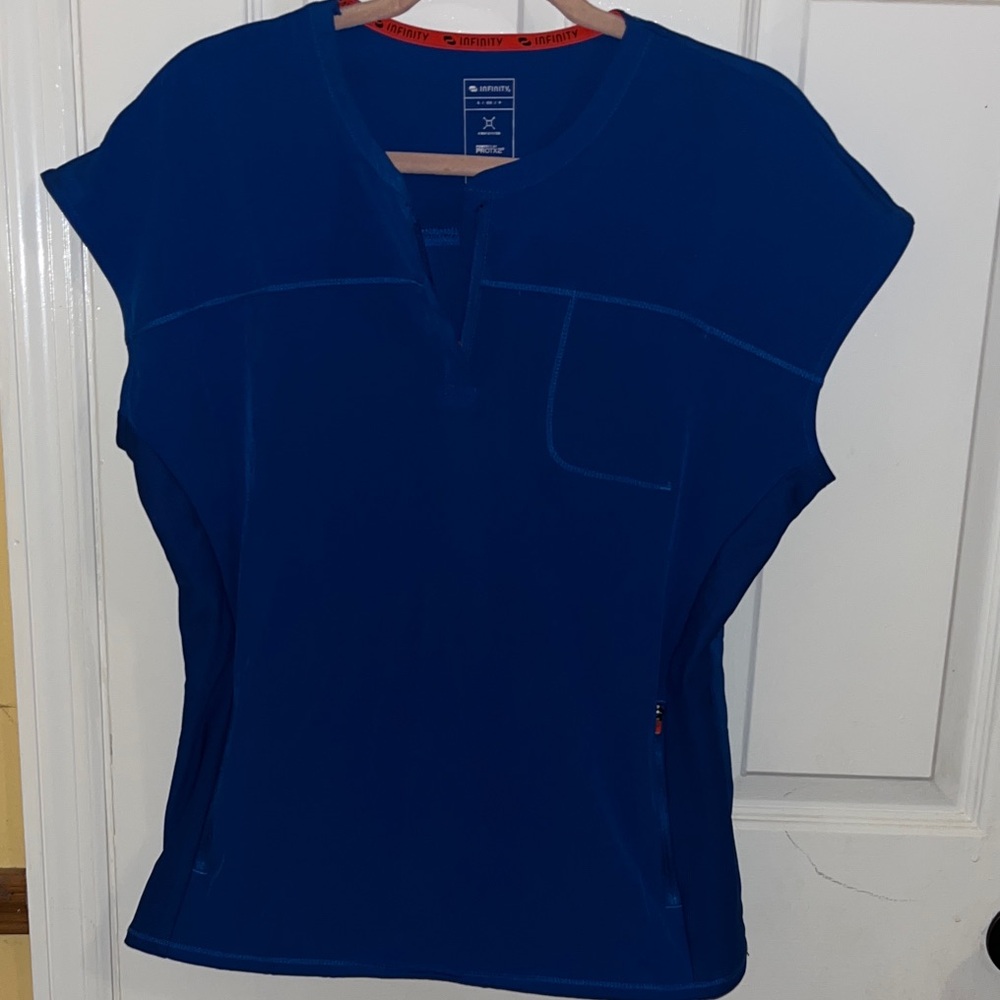 Women's Infinity Blue Short Sleeve Scrub Top
